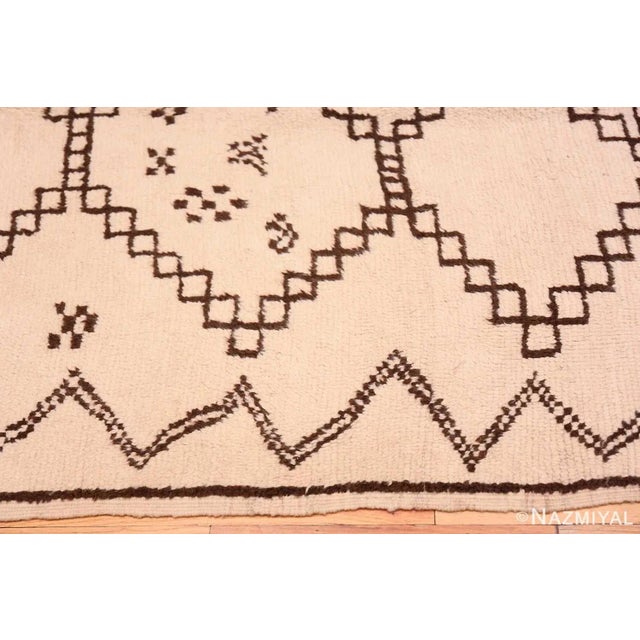 Mid Century Vintage Ivory and Brown Moroccan Rug, Origin: Morocco, Circa: Mid-20th Century