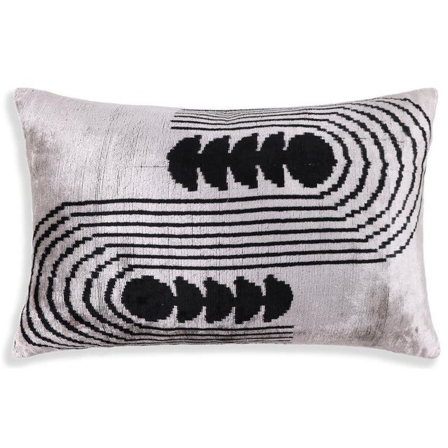 "Size: 16x24 inch lumbar pillow – ideal for sofas, beds, and accent chairs Handwoven silk velvet with shimmering silver-...
