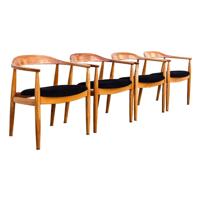 1960s Restored Danish Modern Round Back Armchairs by Illum Wikkelso for Niels Eilersen For Sale
