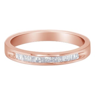 10K Rose Gold over .925 Sterling Silver 1/5 Cttw Diamond Channel-Set Stackable Band Ring (H-I Color, EVS1010 For Sale
