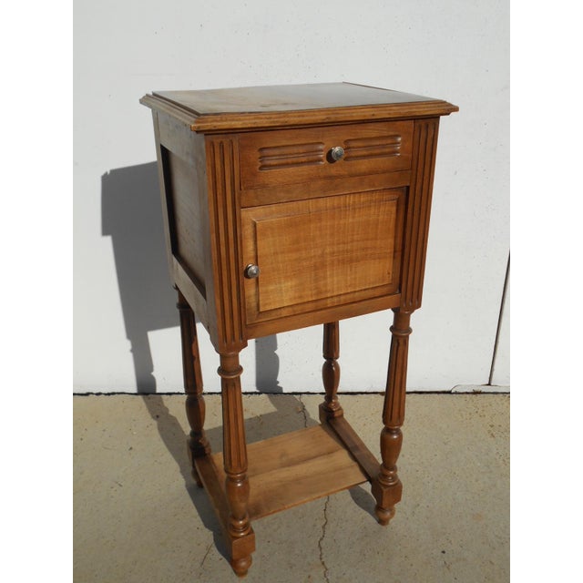 Louis XVI Style Walnut Bedside Table, 1950s For Sale - Image 12 of 15