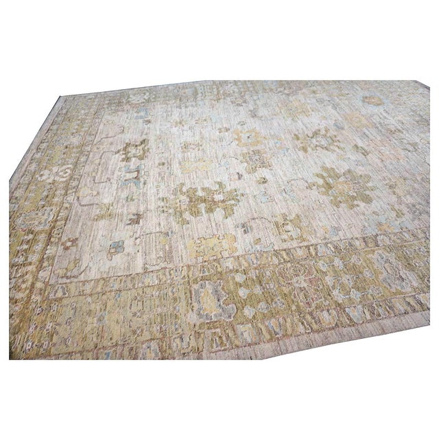 21st Century Turkish Oushak Wool 10x13 Slate & Olive Green Handmade Area Rug #1144096 For Sale - Image 13 of 15