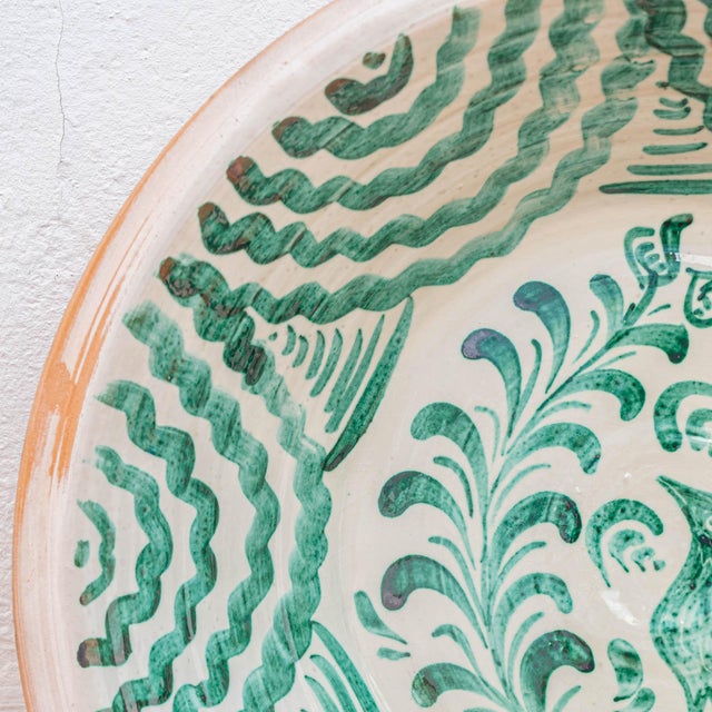 Spanish Revival Hand-Painted Ceramic Lebrillo Wall Bowl with Bird from Fajalauza, Granada, 2010s For Sale - Image 10 of 13