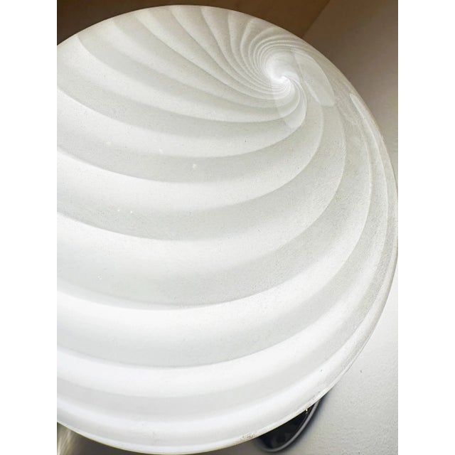 Metal Contemporary Milky-White Swirl Murano Glass Wall Sconce For Sale - Image 7 of 7