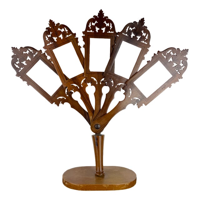 Antique Victorian Folding Photo Frame Stand in Walnut, 1890s For Sale