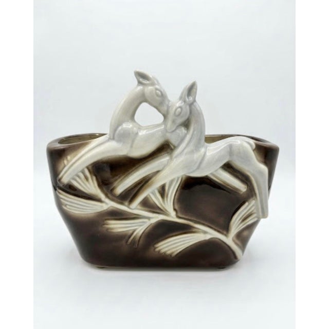 Mid-Century Modern Vintage Mid-Century Modern Ceramic Deer / Gazelle Tv Lamp, Planter & Wall Pocket Styled After Haegar For Sale - Image 3 of 9