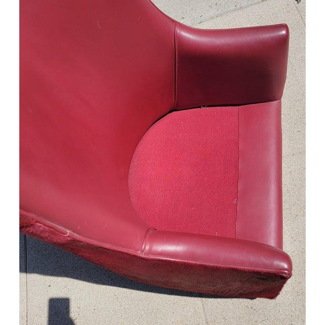 Custom Made Red Leather Arm Chair For Sale In Los Angeles - Image 6 of 9