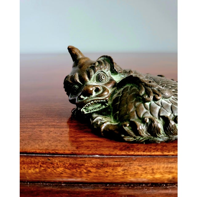 Meiji Bronze The Sleeping Dragon Paperweight For Sale - Image 4 of 5