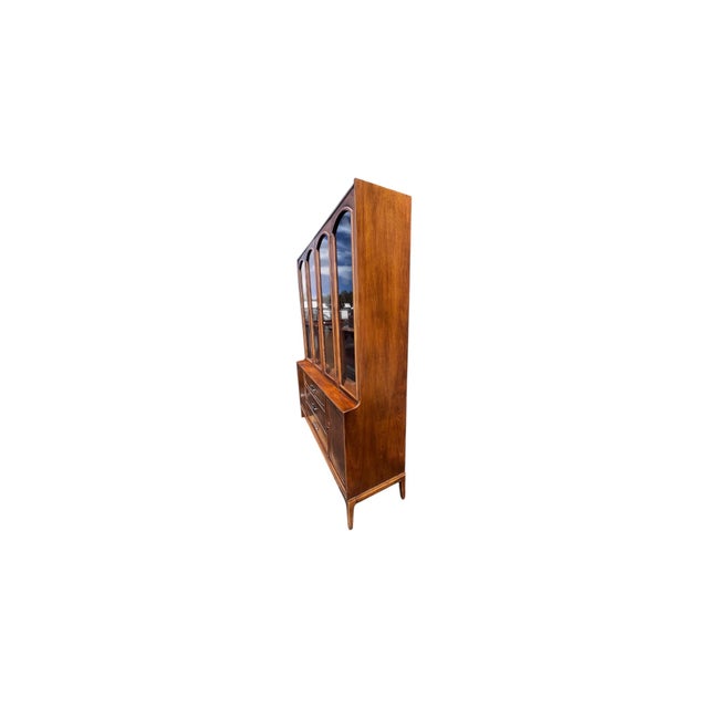 Mid 20th Century Mid 20th Century Modern China Cabinet With Walnut Finish by Halle Bros For Sale - Image 5 of 11