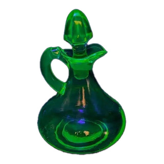 Vintage Uranium Glass Cruet With Stopper For Sale