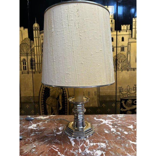 Gold Silver Metal Floor Lamp For Sale - Image 8 of 8