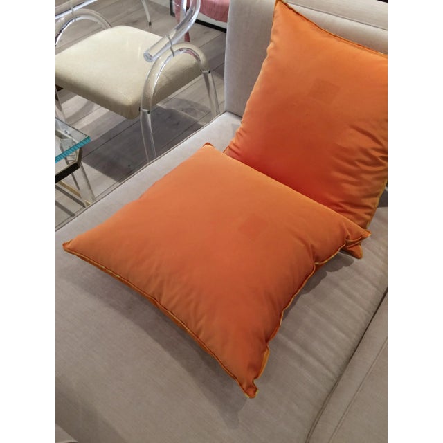 Modern DWM | MALOOS Dia Orange Flocked Pillows - A Pair For Sale - Image 3 of 10
