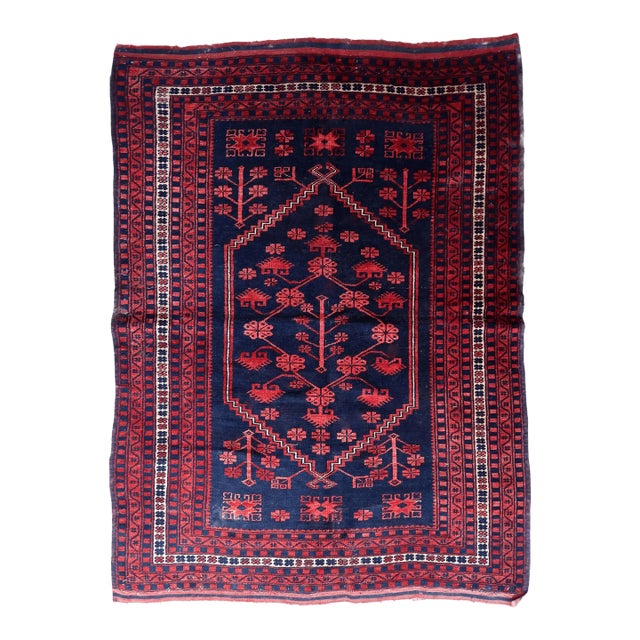 1940s Handmade Vintage Caucasian Karabagh Rug 3.9' X 5.8' For Sale