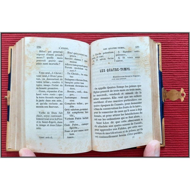 (1851) Blue Velvet Christian Prayerbook With Brass Clasp & Corners - Antique Devotional Christian Bible Art For Sale - Image 14 of 15