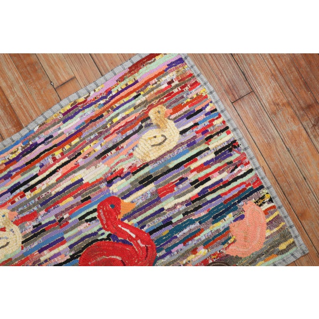 Contemporary Mid 20th Century American Hooked Duck Rug For Sale - Image 3 of 18