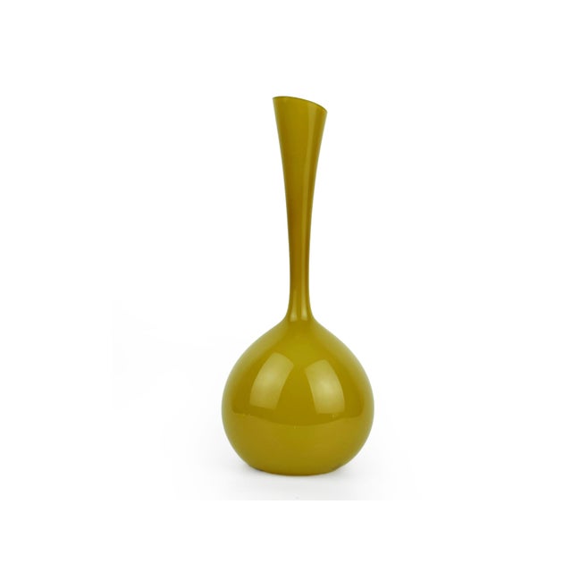 Gunnar Ander 1950s Mid Century Modern Gunnar Ander Lindshammar Golden Yellow Long Stem Sweden Vase For Sale - Image 4 of 6