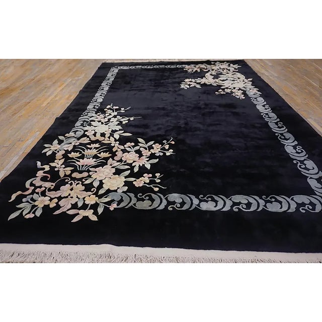 1930s Chinese Art Deco Carpet ( 10' x 14' - 305 x 427 ) Antique Chinese - Art Deco Black 1935 Rug, Circa Date: 1935. This...