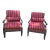 Ethan Allen Newport Neoclassical Empire Lounge Armchairs Set of 2 Burgundy Gold Striped For Sale