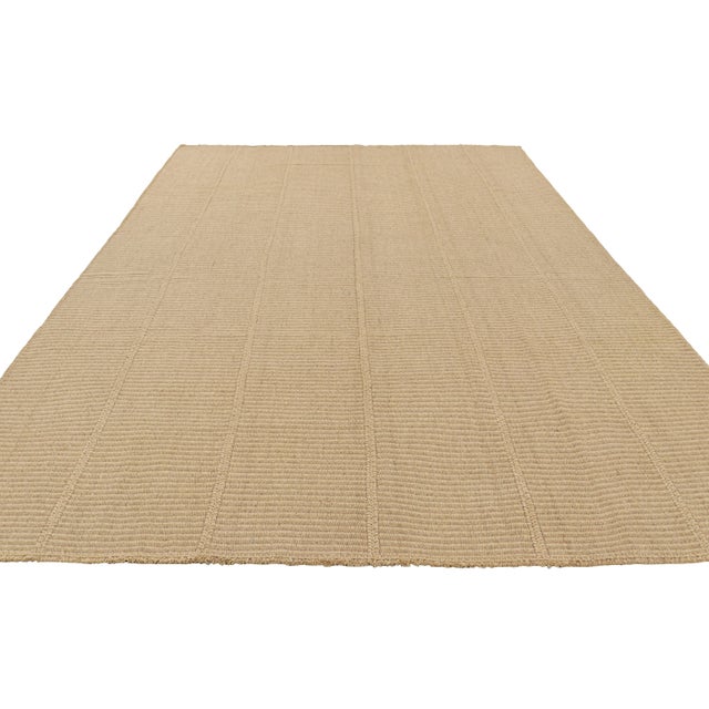 2010s Rug & Kilim’s Contemporary Kilim With Textural Beige and Taupe Stripes For Sale - Image 5 of 7
