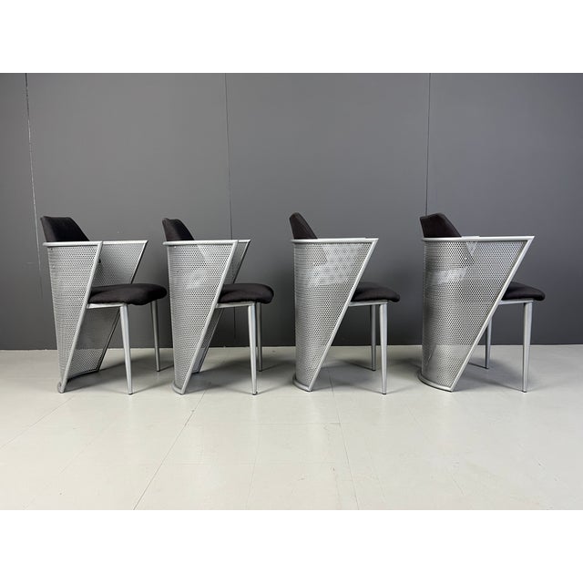 1980s Postmodern Metal Dining Chairs, 1980s, Set of 4 For Sale - Image 5 of 12