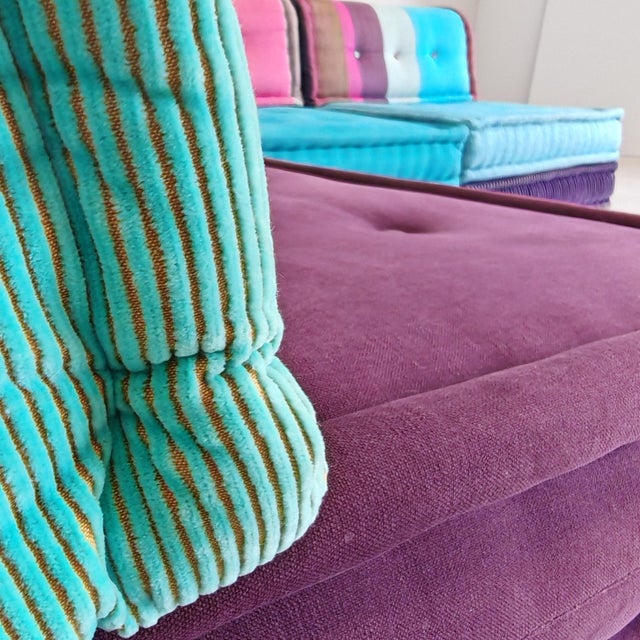 Mah Jong Blue Four-Seater Modular Sofa by H. Hopfer for Roche Bobois, 1990s, Set of 4 For Sale - Image 14 of 18
