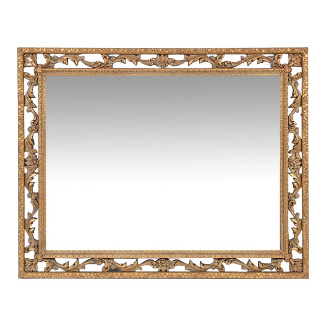 Vintage Italian Baroque Style Large Rectangular Wall Mirror For Sale
