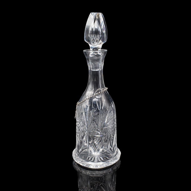Vintage Port Decanter, English, Glass, Silver Label, Spirit Bottle, Mid Century For Sale - Image 6 of 12