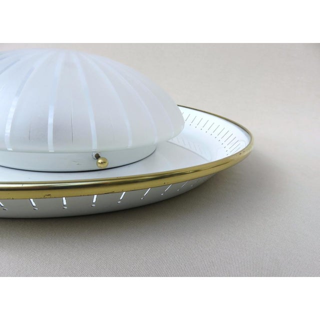 Ceiling or Wall Light in Satin Glass, Metal & Brass from Hillebrand, 1950s For Sale - Image 10 of 18