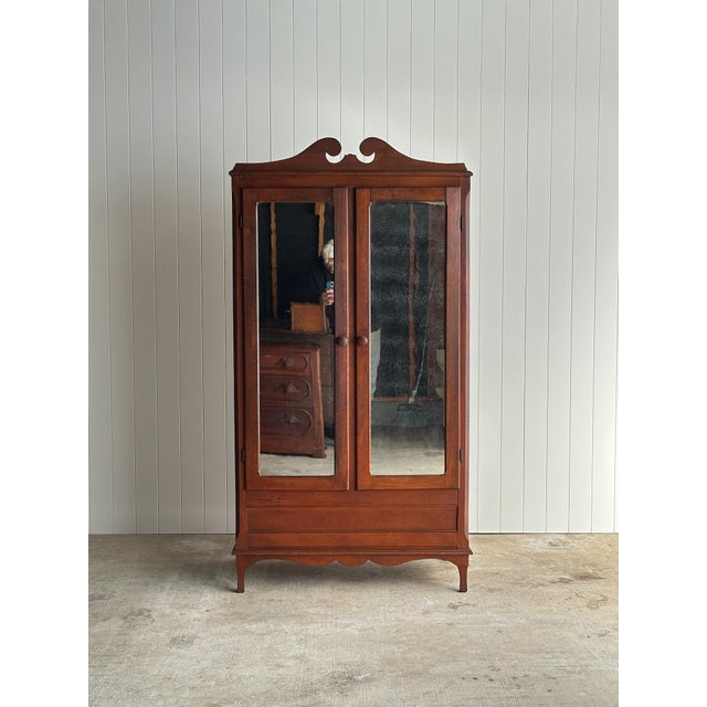 Late 19th Century Antique Mahogany Wardrobe Armoire With Original Mirrors For Sale - Image 16 of 16