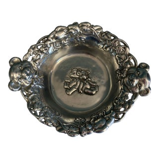 Arthur Court Vintage Aluminum Teddy Bear Bowl With Ornate Floral Repoussé Rim For Sale