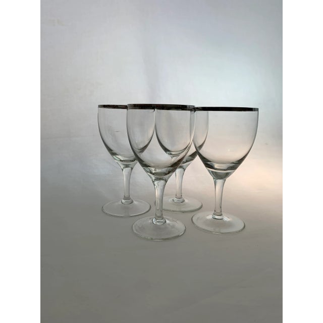 Vintage Crystal Platinum Edge White Wine Stemware - Set of 4 For Sale - Image 4 of 9