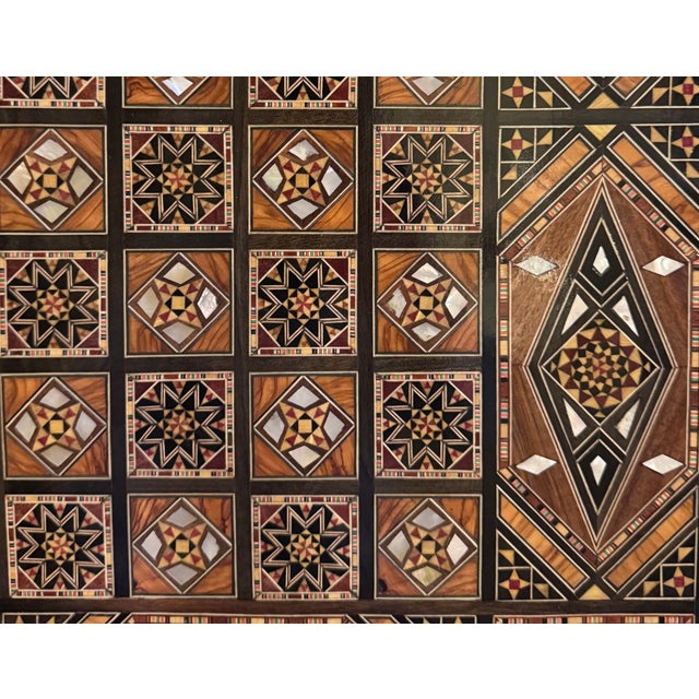 Wood 1990s Marquetry Backgammon and Folding Chess Board For Sale - Image 7 of 7