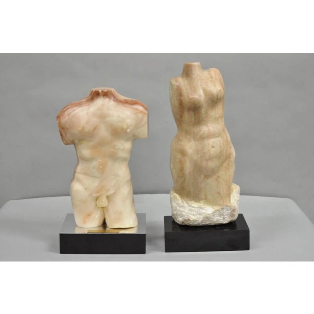 Late 20th Century Morton Gaffin Female Nude Bust Modernist Carved Peach Alabaster Sculpture For Sale - Image 10 of 12