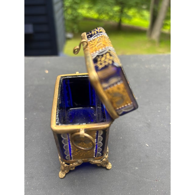 Blue Gilt and Enameled Cobalt Blue Trinket Box For Sale - Image 8 of 9