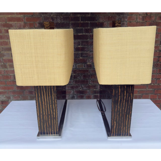 1990s Palecek Organic Modern Espresso Pencil Reed Lamps - A Pair For Sale In Mobile - Image 6 of 12
