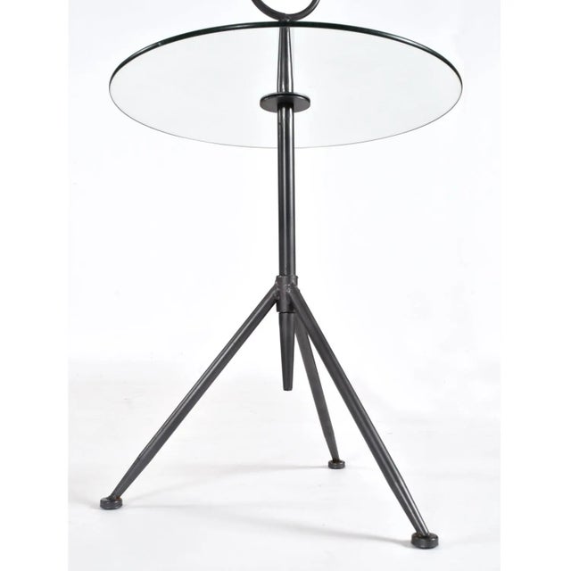 Pair of Italian Modern Round Glass Gueridon Side Tables With Tripod Steel Bases For Sale - Image 6 of 12