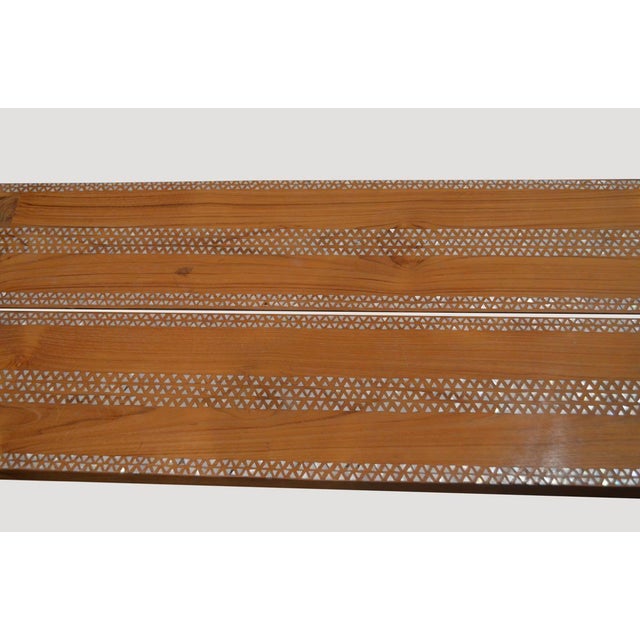 Contemporary Andrianna Shamaris Shell Inlay and Teak Wood Bench For Sale - Image 3 of 5