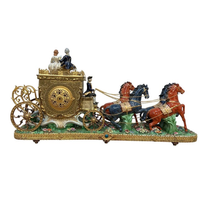 Antique Franz Hermle Monumental Capodimonte Style Vienna Porcelain Sculpted Mantel Clock/Centerpiece For Sale In Chicago - Image 6 of 17