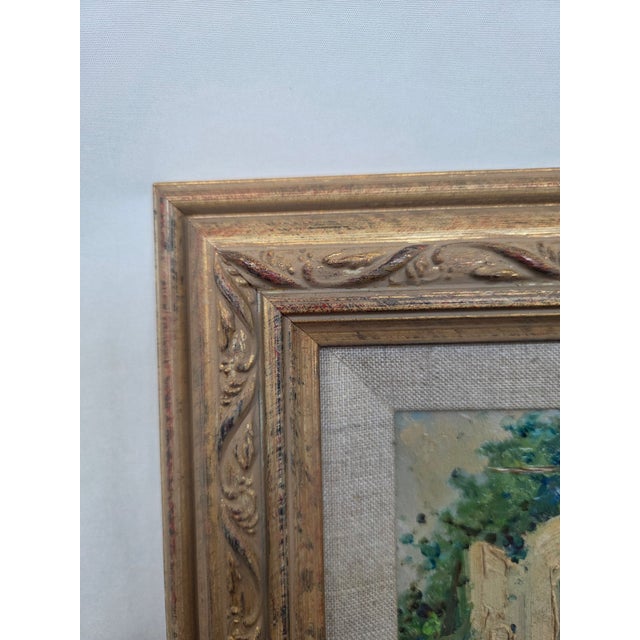 This vintage Italian oil painting by Mario Maresca Serra captures the charm of a Mediterranean garden scene in Sorrento,...