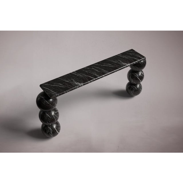Olly Alexander Black Marble Console Table 59" For Sale - Image 4 of 5