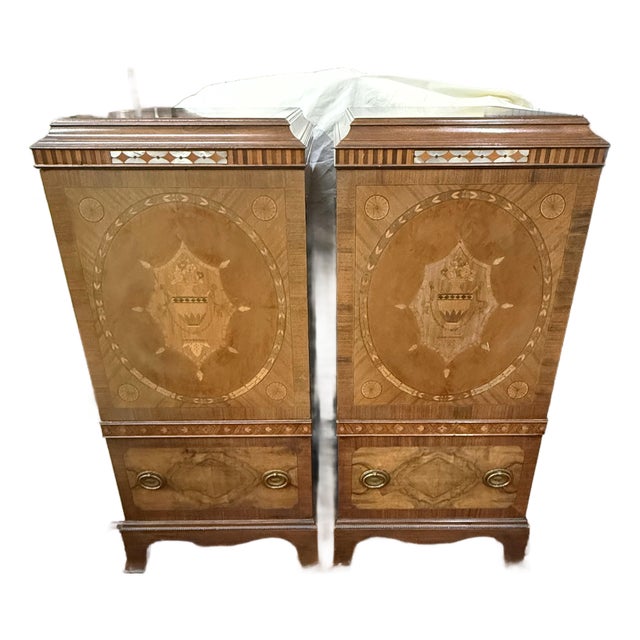 Antique 1920s Art Deco Pedestal Cabinets, A Pair For Sale
