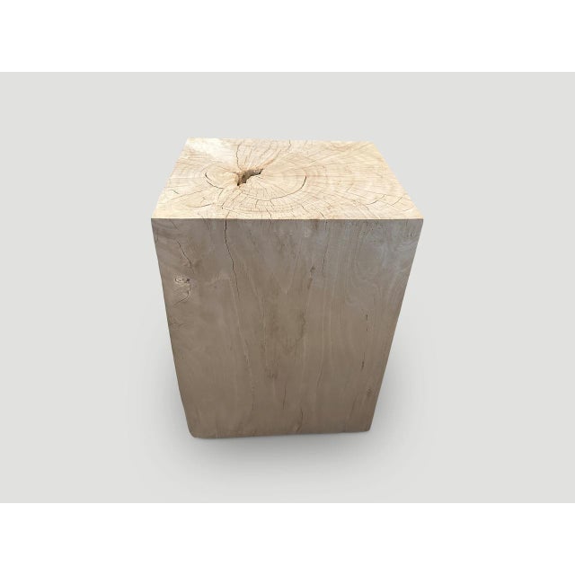 Andrianna Shamaris St. Barts Bleached Teak Wood Side Table For Sale - Image 4 of 5