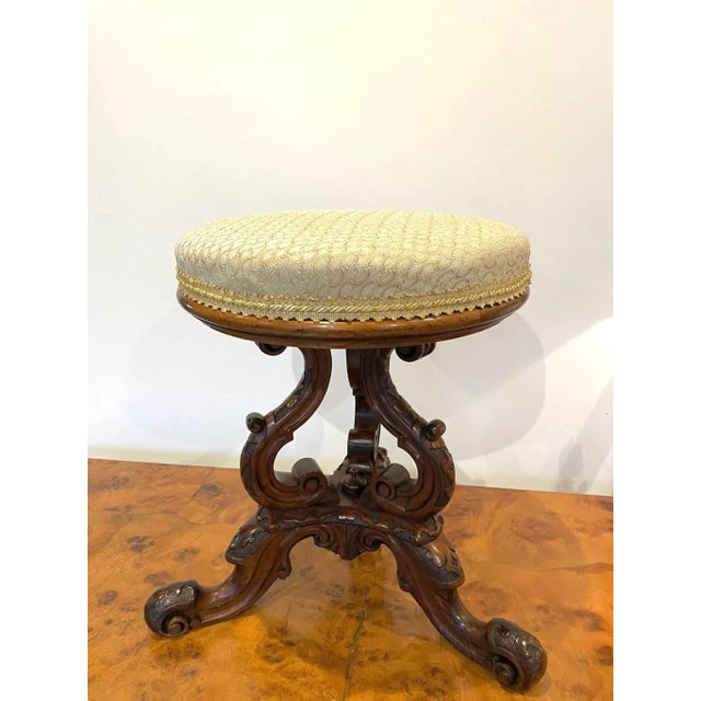 Antique Victorian Carved Walnut Stool For Sale - Image 5 of 16