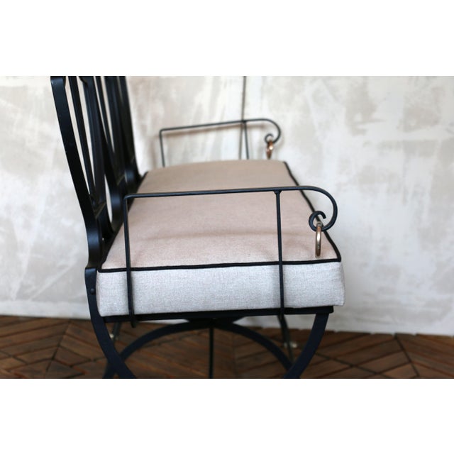 1950s Iron Lyre Back Settee With Brass Swan Heads & Paw Feet by Maison Jansen For Sale - Image 10 of 18