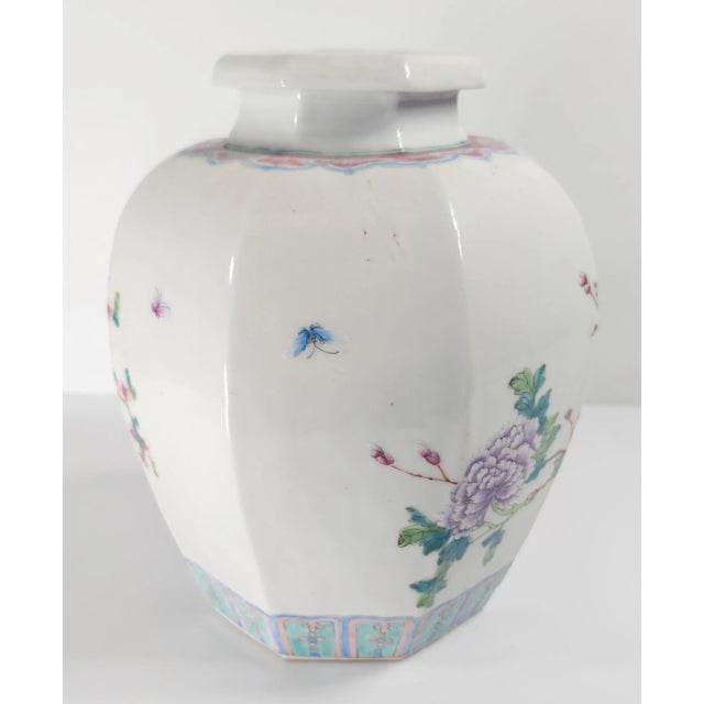 Early 20th Century Chinese Republic Period Famille Rose Faceted Jar or Vase For Sale - Image 9 of 18