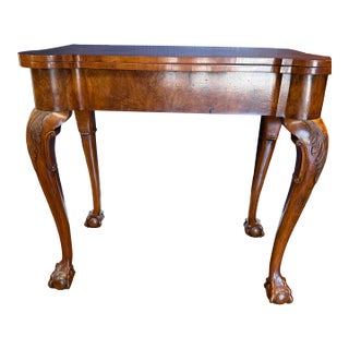Antique Game Table/Flip Top Wall Table Burlwood For Sale