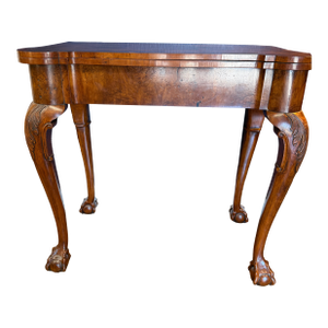 Antique Game Table/Flip Top Wall Table Burlwood