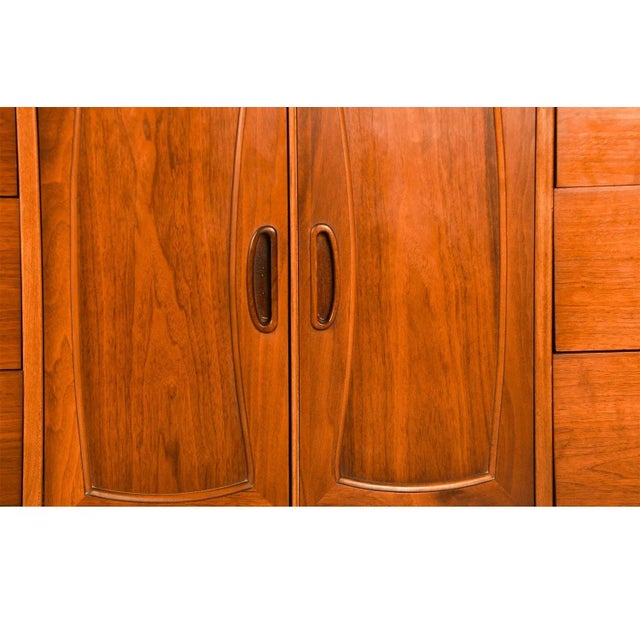 Wood Mid 20th Century Walnut 9 Drawer Dresser Laminate Top For Sale - Image 7 of 11