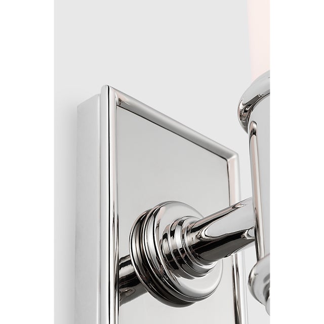 Chapman & Myers for Visual Comfort Signature Owen 14" Single Bath Light in Polished Nickel with White Glass For Sale In Houston - Image 6 of 9