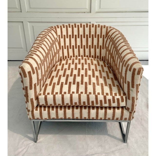 Mid-Century Modern Mid-Century Modern Chrome Barrel Club Chair Newly Reupholstered For Sale - Image 3 of 12